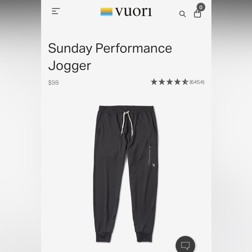 Men’s Vuori black joggers size large